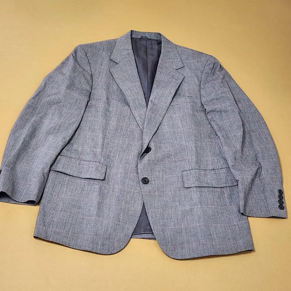 The Man's Shop Suit Mens 46 36x28 Gray Tweed Plaid 2 Piece Short Classic Fit